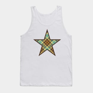 Brown star filled with yellow, brown and blue plaid Tank Top